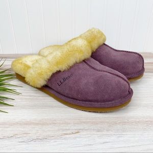 L.L. Bean Plum Wicked Good Shearling Slippers 10